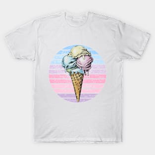 Triple Scoop Ice Cream Ice Cream Cone Ice Cream Lover Holiday Shirt Retro Style Gift Japanese Style Art T-Shirt